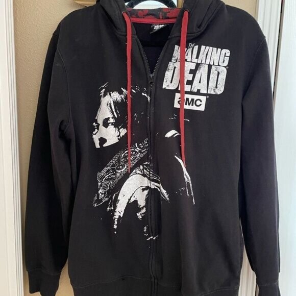 AMC The Walking Dead Daryl Dixon Vintage Side Zip Up Hooded Sweatshirt L - Picture 11 of 12